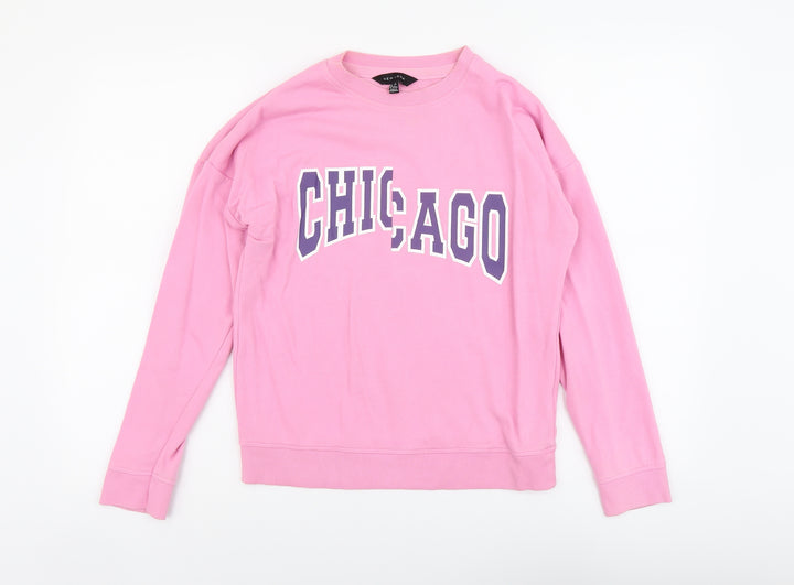 New Look Womens Pink Cotton Pullover Sweatshirt Size 6 Pullover - Chicago