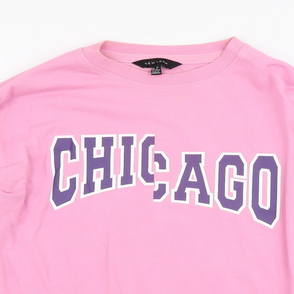 New Look Womens Pink Cotton Pullover Sweatshirt Size 6 Pullover - Chicago