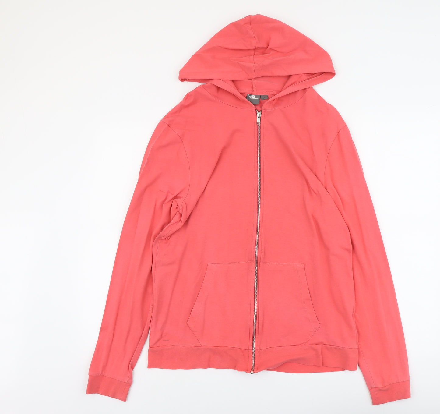ASOS Womens Pink Cotton Full Zip Hoodie Size L Zip