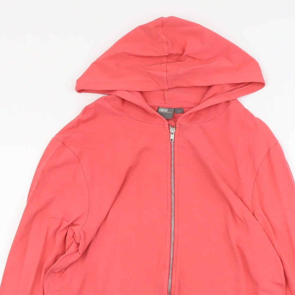 ASOS Womens Pink Cotton Full Zip Hoodie Size L Zip