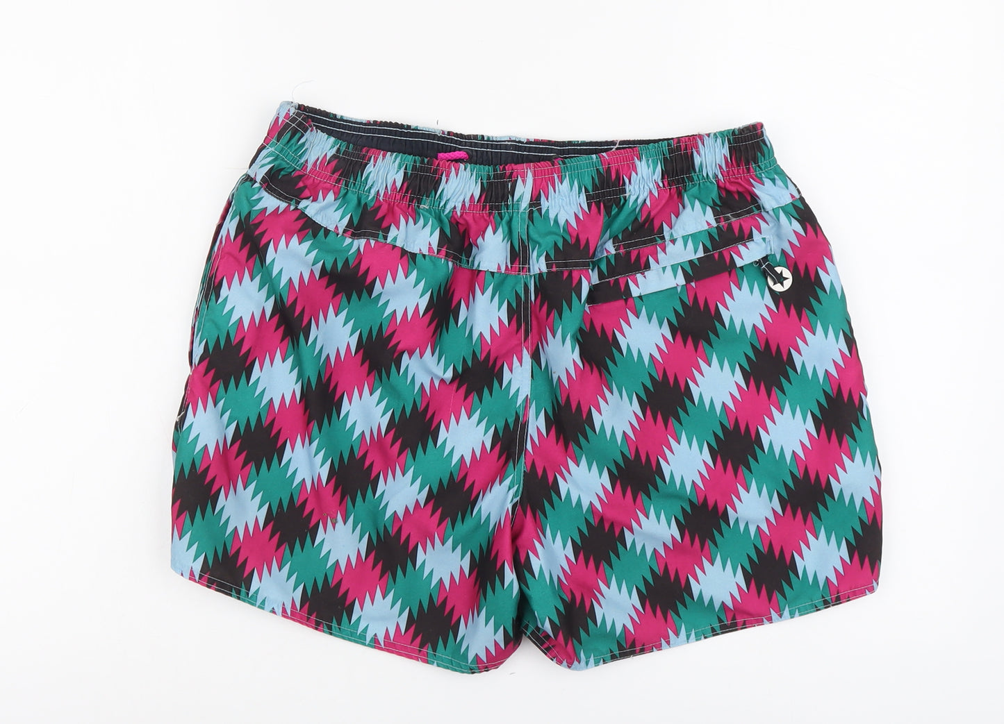 ICU Mens Multicoloured Geometric Polyester Sweat Shorts Size L L6 in Regular Drawstring - Swim Short