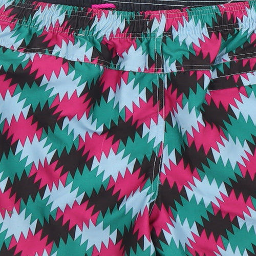 ICU Mens Multicoloured Geometric Polyester Sweat Shorts Size L L6 in Regular Drawstring - Swim Short