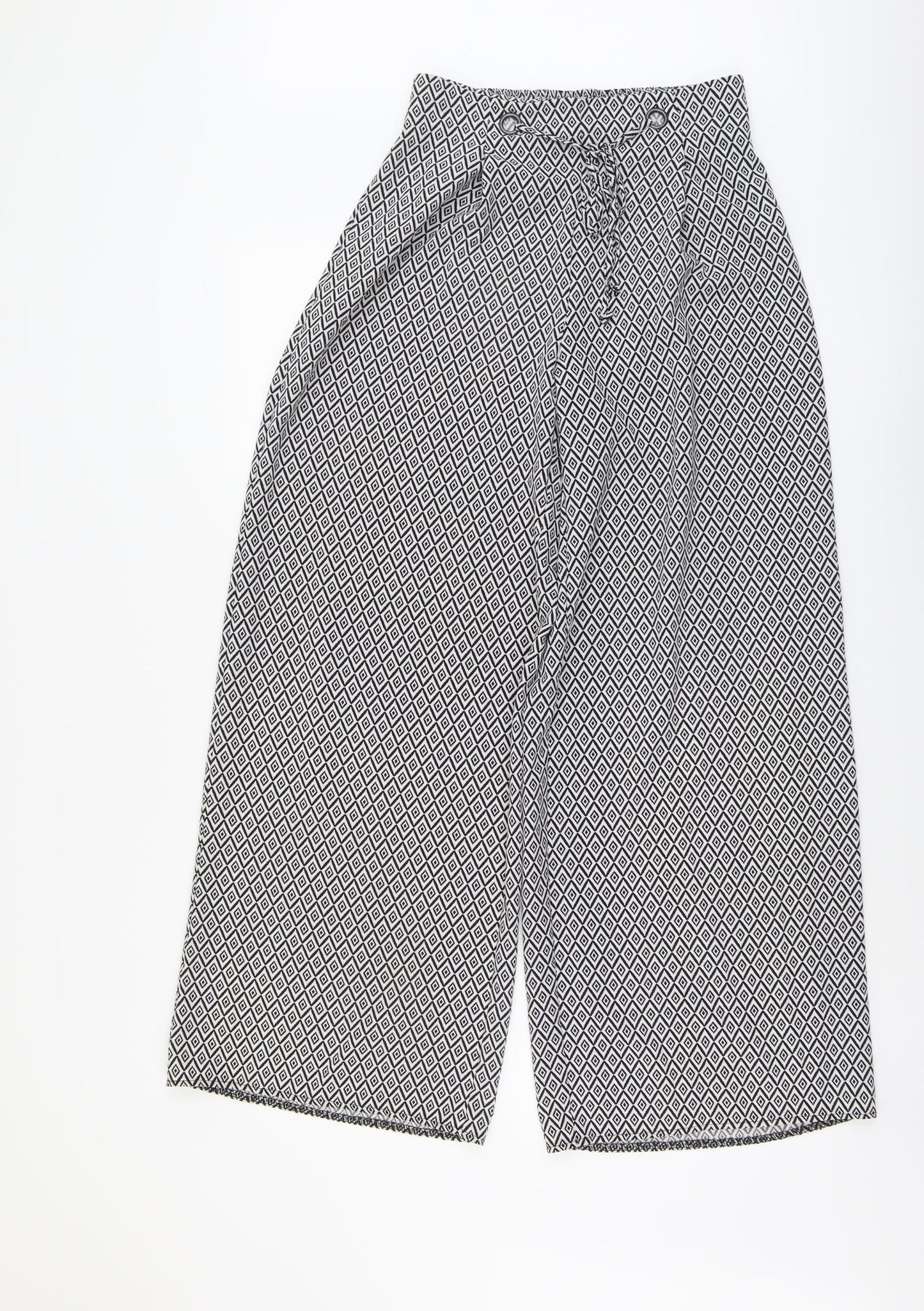 George Womens Black Geometric Polyester Trousers Size 10 L29 in Regular Drawstring