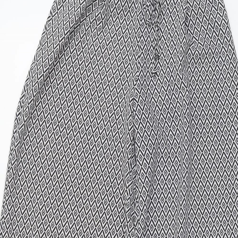 George Womens Black Geometric Polyester Trousers Size 10 L29 in Regular Drawstring