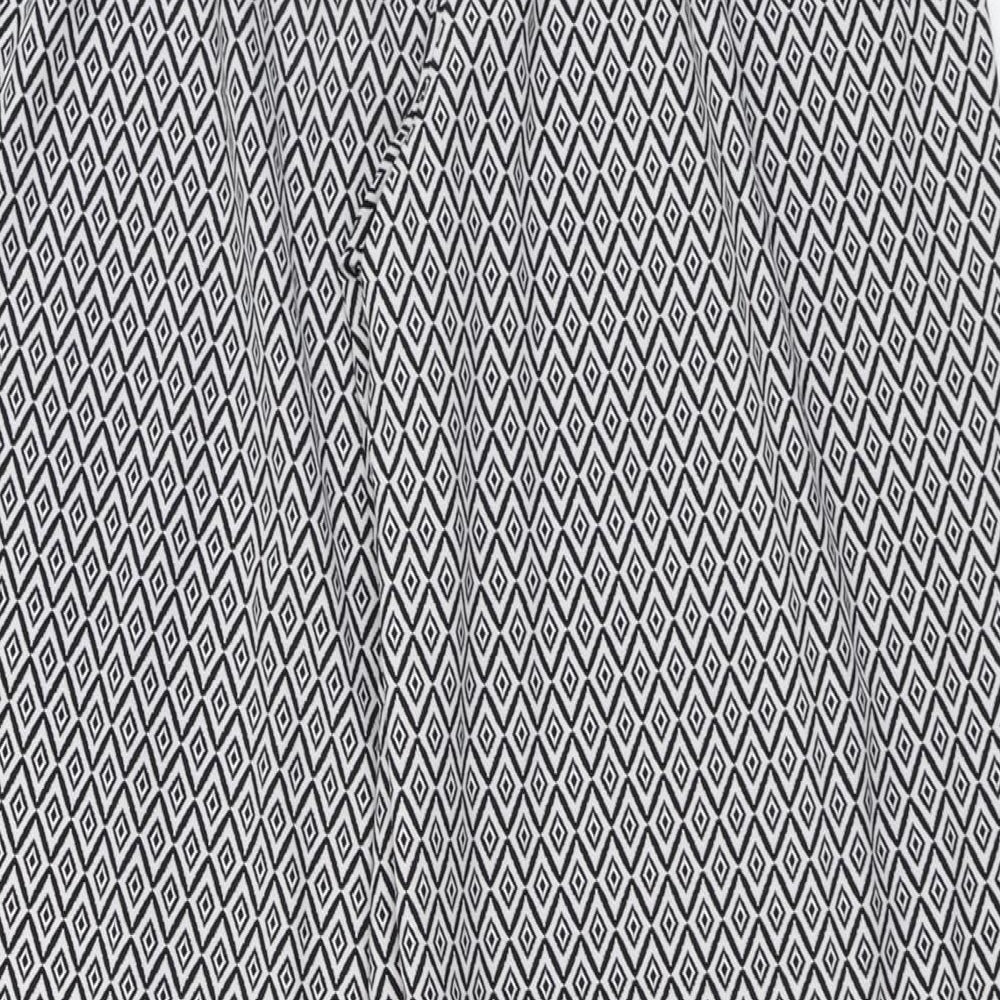 George Womens Black Geometric Polyester Trousers Size 10 L29 in Regular Drawstring