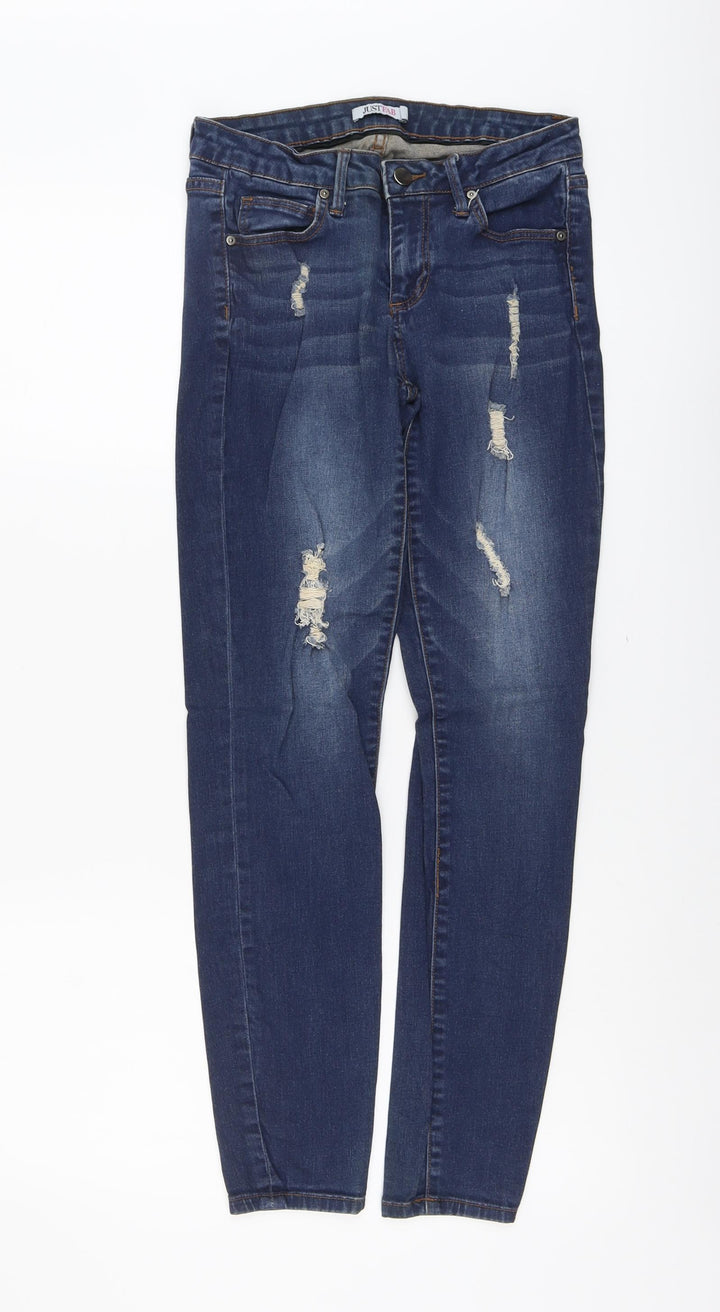 Just Fab Womens Blue Cotton Skinny Jeans Size 26 in L28 in Regular Button