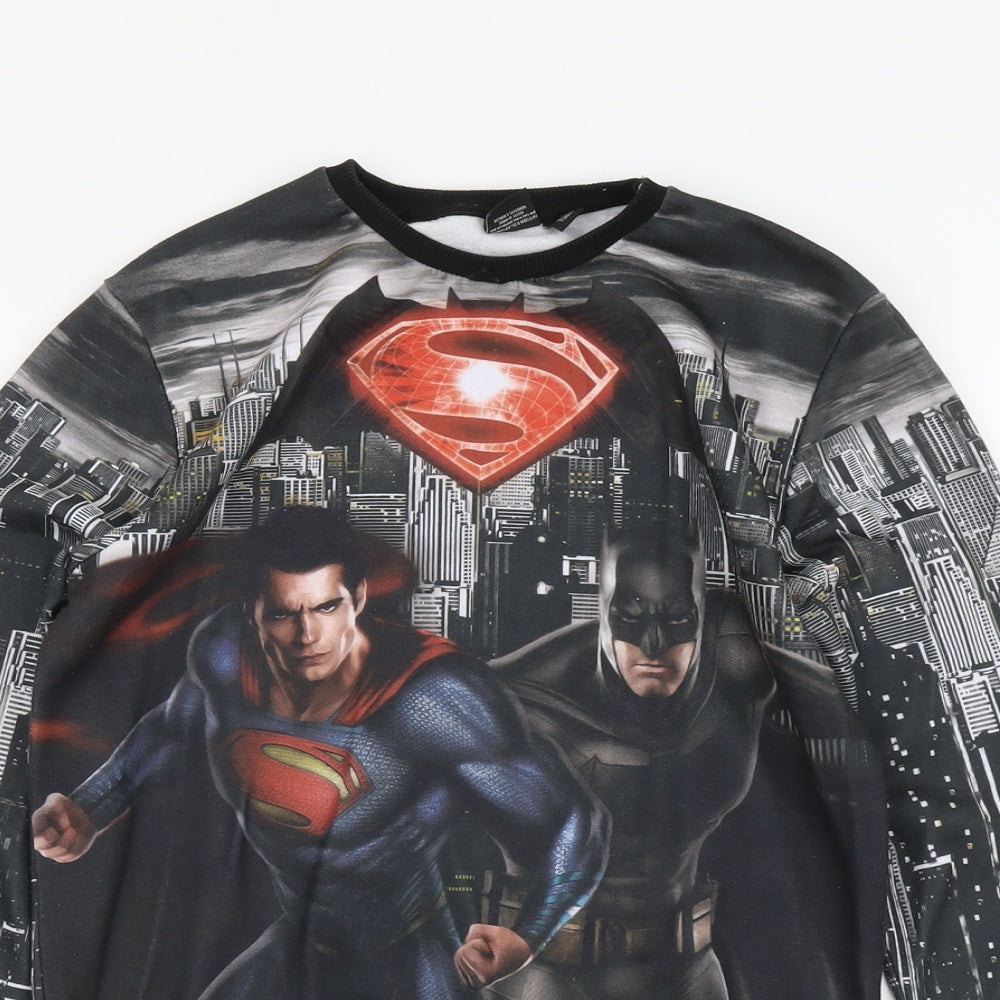 Superman Mens Grey Polyester Pullover Sweatshirt Size S - Batman