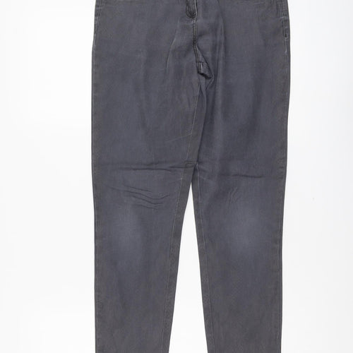 F&F Womens Grey Cotton Skinny Jeans Size 10 L27 in Regular Button