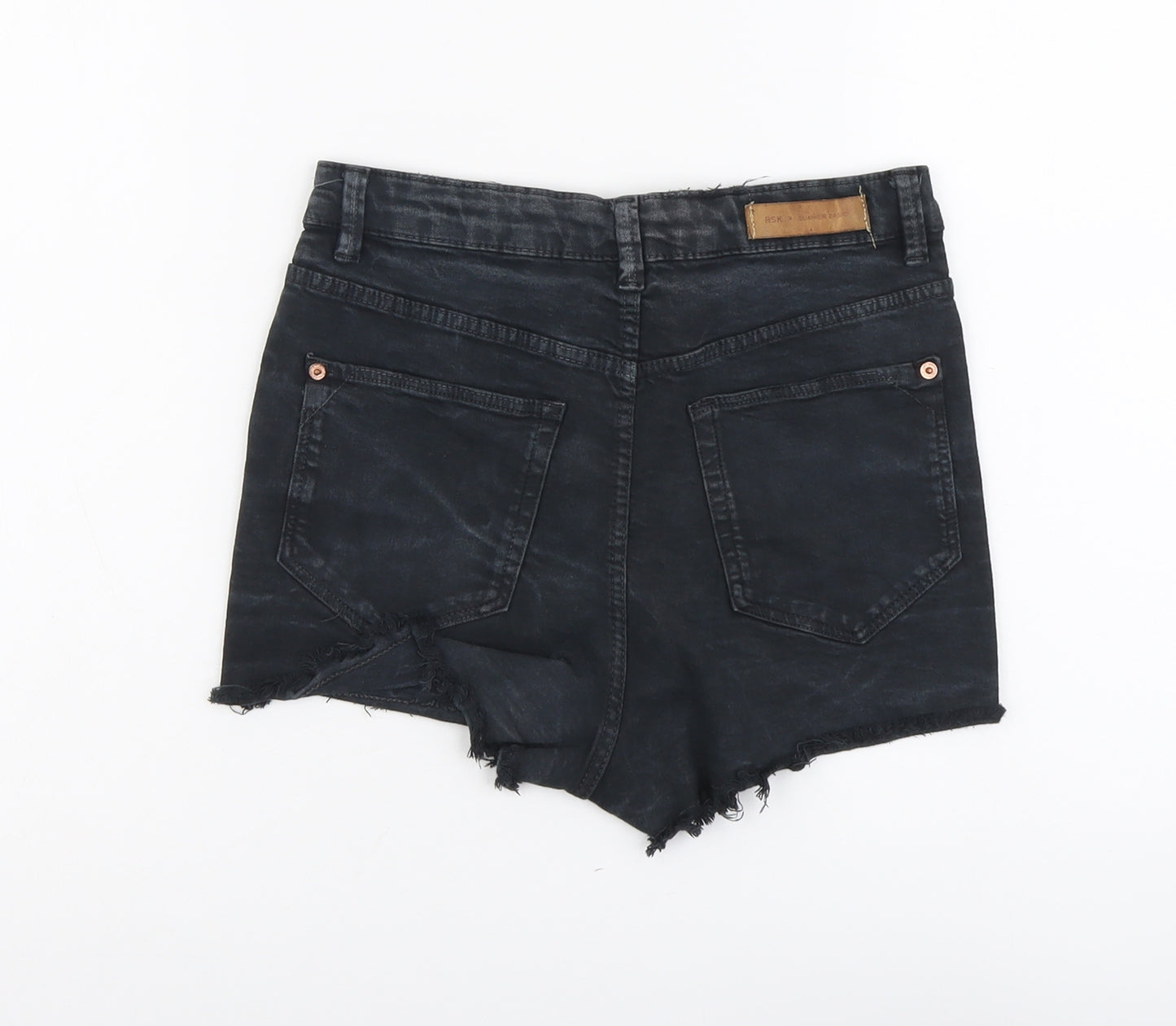 Bershka Womens Black Cotton Hot Pants Shorts Size 8 L3 in Regular Button