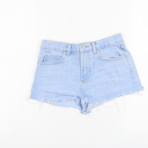 Topshop Womens Blue Cotton Cut-Off Shorts Size 6 L3 in Regular Button