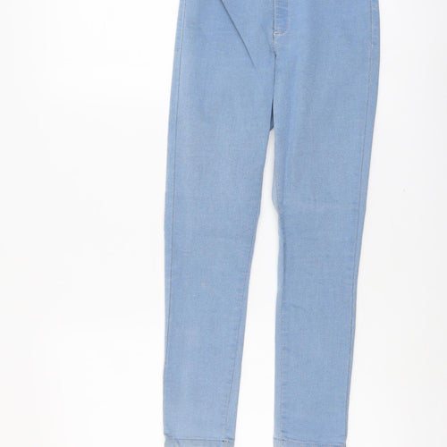 Miss Selfridge Womens Blue Cotton Skinny Jeans Size 8 L24 in Regular Button