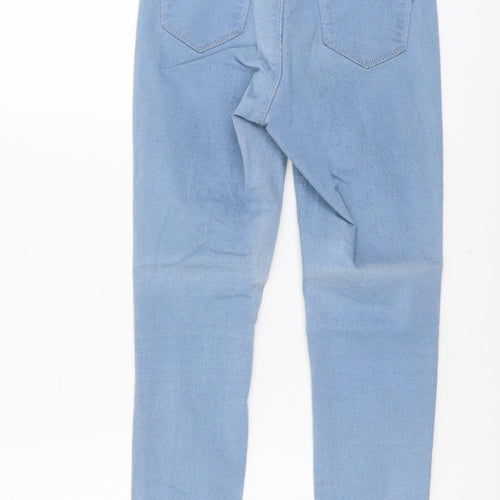 Miss Selfridge Womens Blue Cotton Skinny Jeans Size 8 L24 in Regular Button