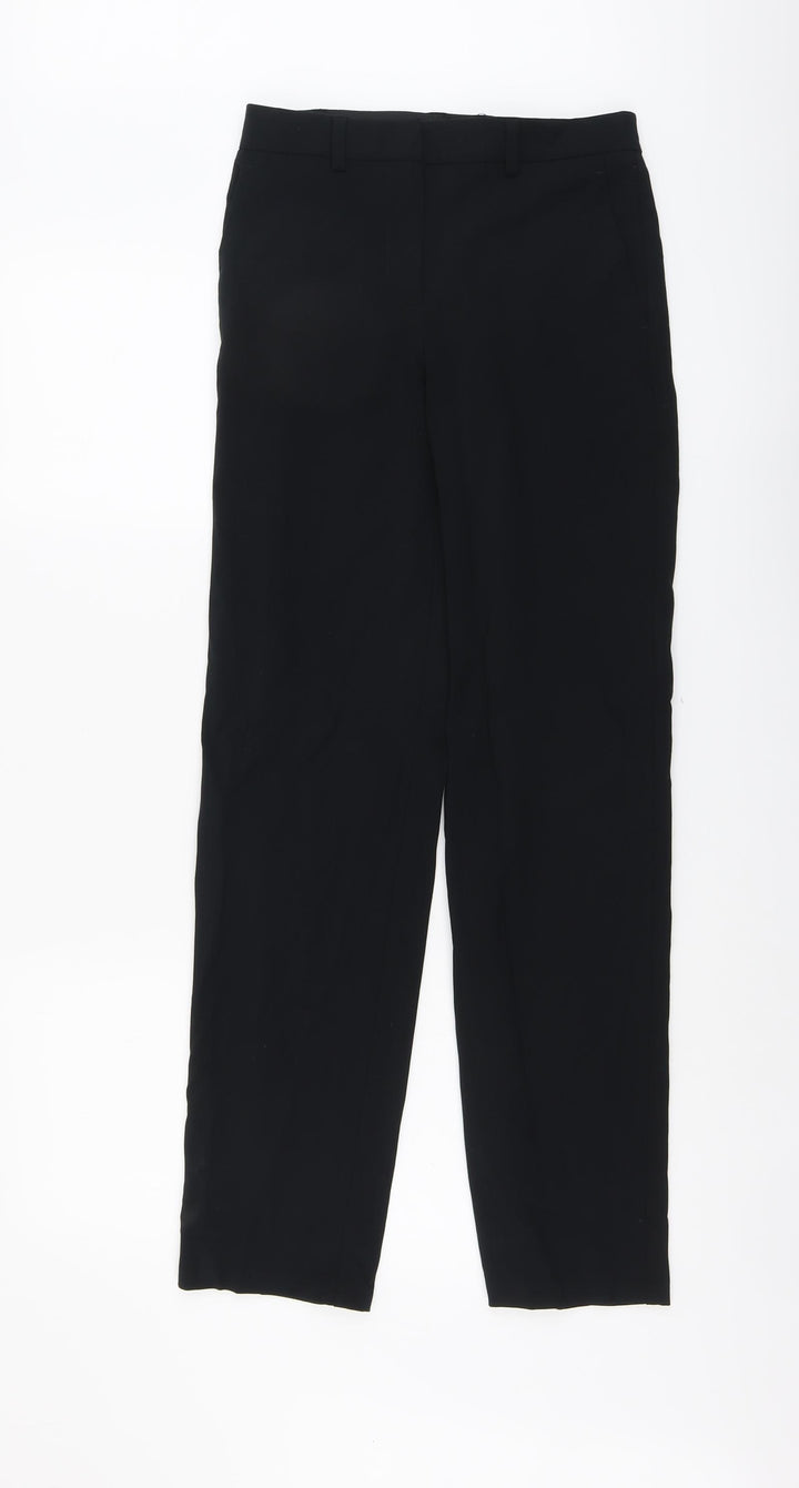 Marks and Spencer Womens Black Polyester Trousers Size 6 L30 in Regular Button