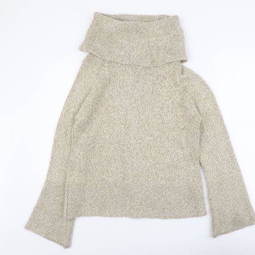 White Edition Womens Beige Roll Neck Acrylic Pullover Jumper Size 16