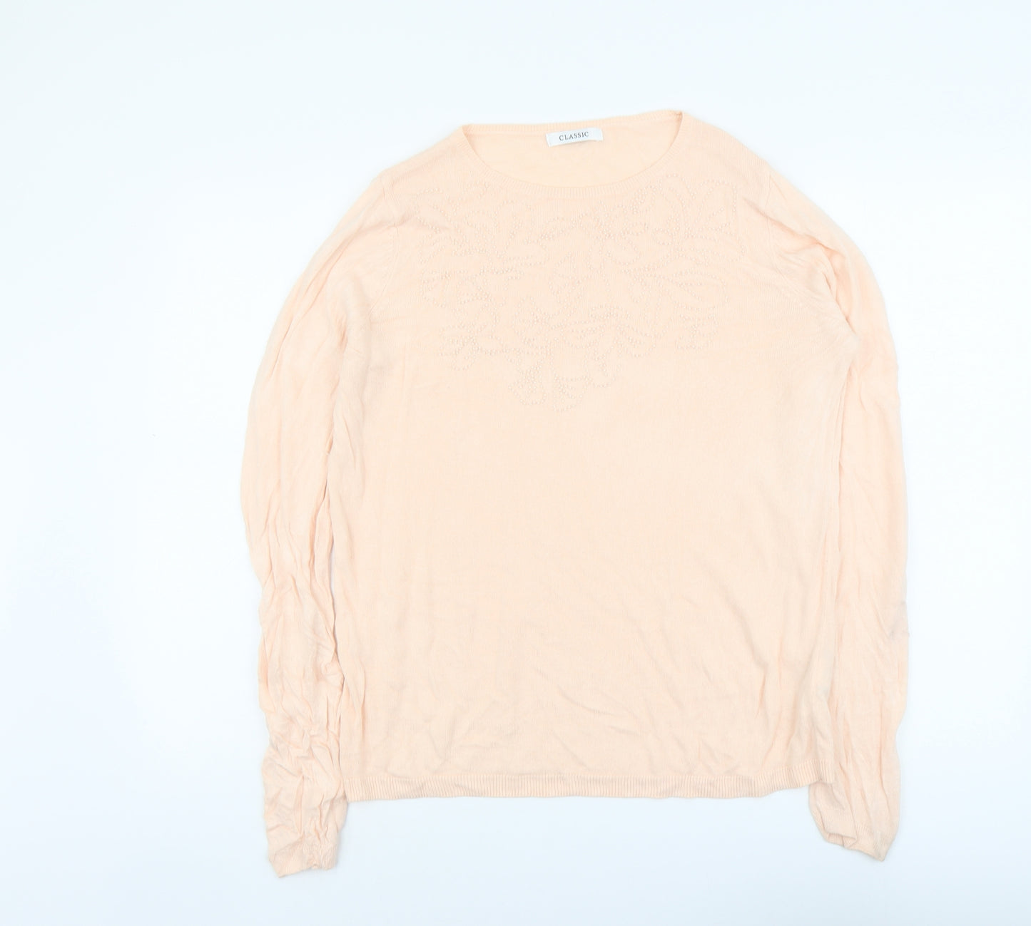 Marks and Spencer Womens Pink Round Neck Acrylic Pullover Jumper Size 14