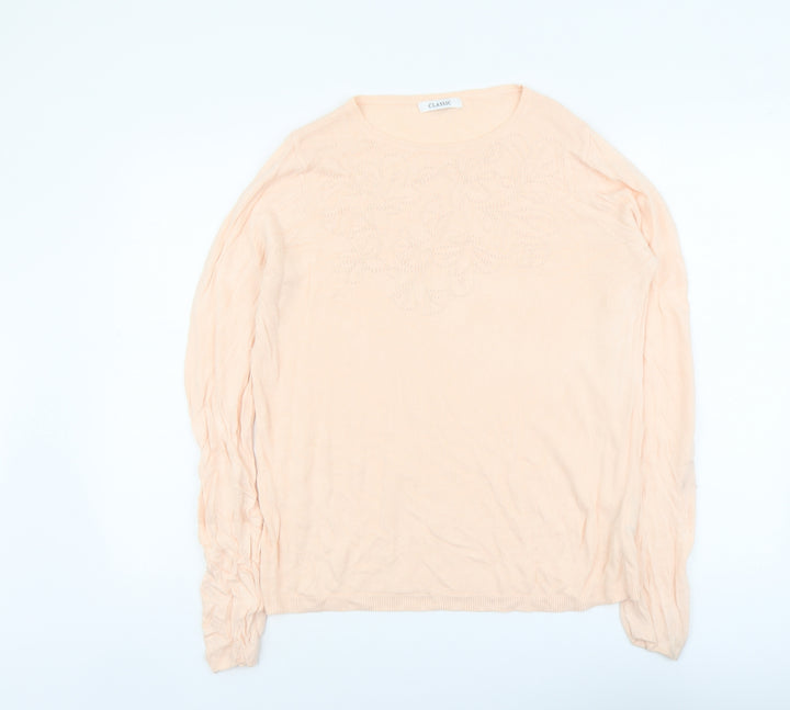 Marks and Spencer Womens Pink Round Neck Acrylic Pullover Jumper Size 14