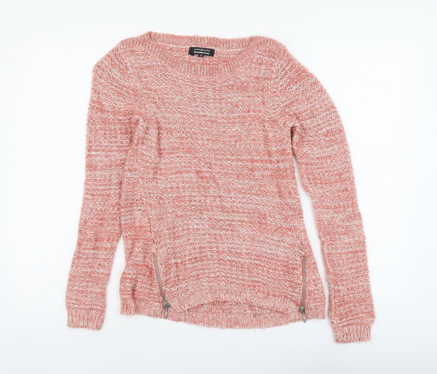 Coache Womens Pink Round Neck Acrylic Pullover Jumper Size 2XS