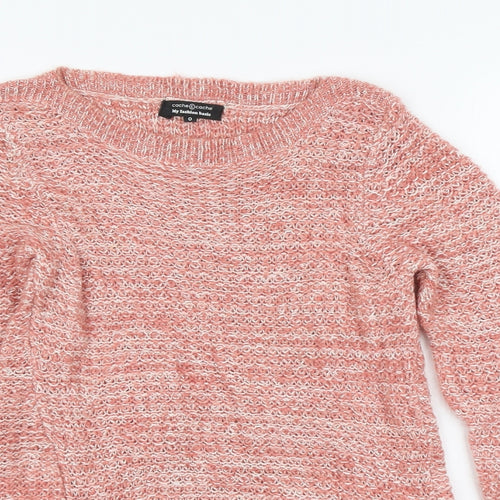 Coache Womens Pink Round Neck Acrylic Pullover Jumper Size 2XS