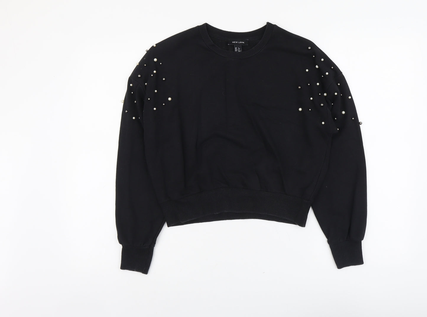 New Look Womens Black Cotton Pullover Sweatshirt Size 6 Pullover