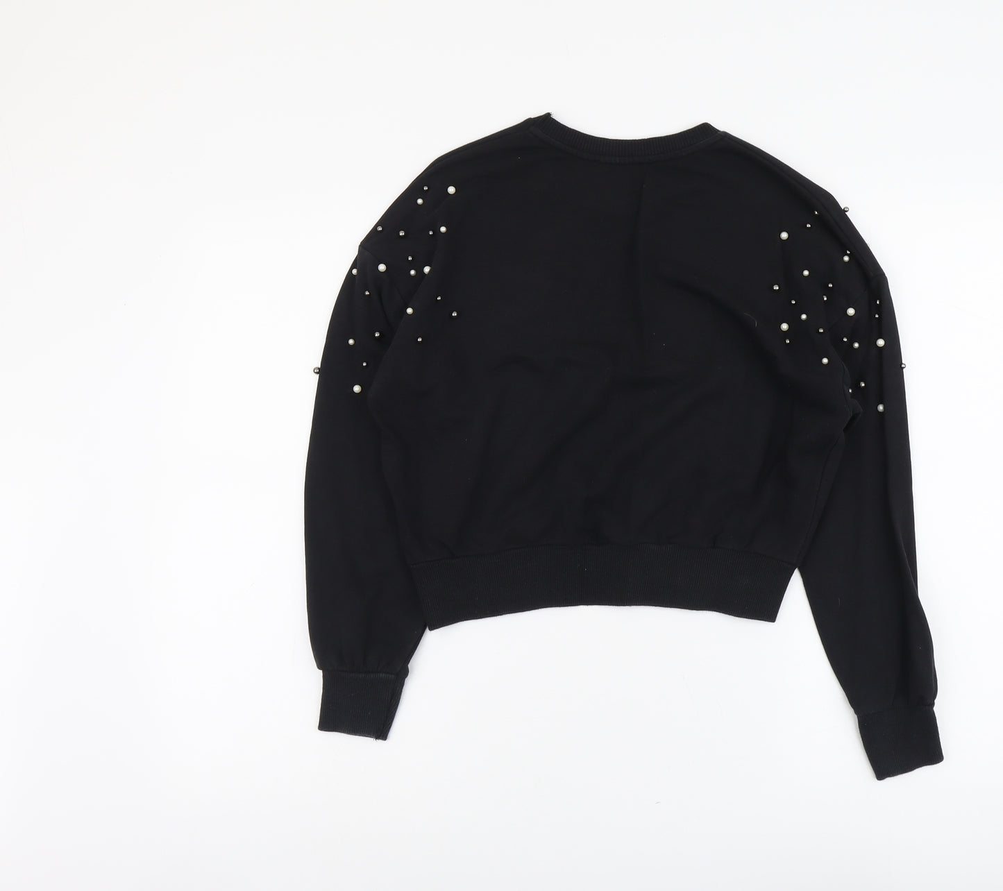 New Look Womens Black Cotton Pullover Sweatshirt Size 6 Pullover