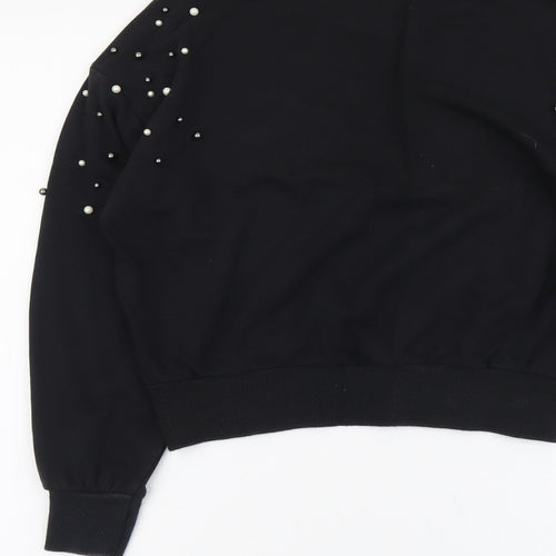 New Look Womens Black Cotton Pullover Sweatshirt Size 6 Pullover