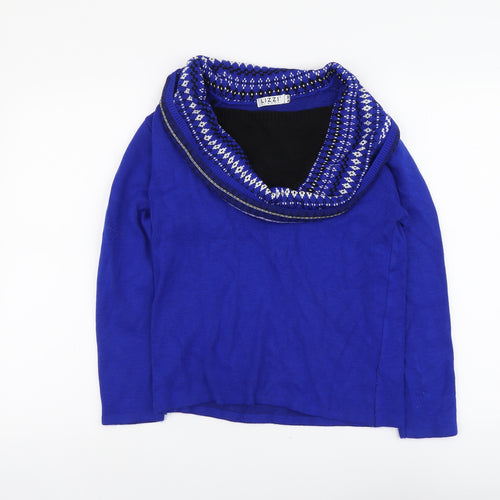 Lizzi Womens Blue Cowl Neck Acrylic Pullover Jumper Size S