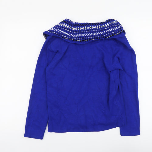 Lizzi Womens Blue Cowl Neck Acrylic Pullover Jumper Size S