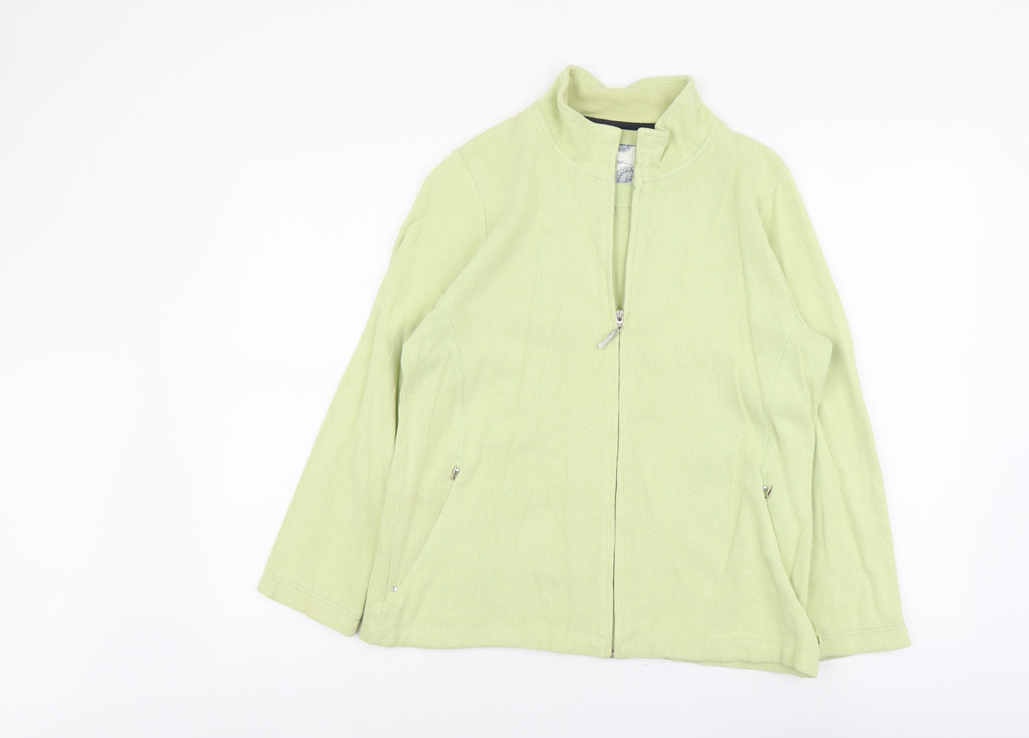 DASH Womens Green Cotton Full Zip Sweatshirt Size 12 Zip