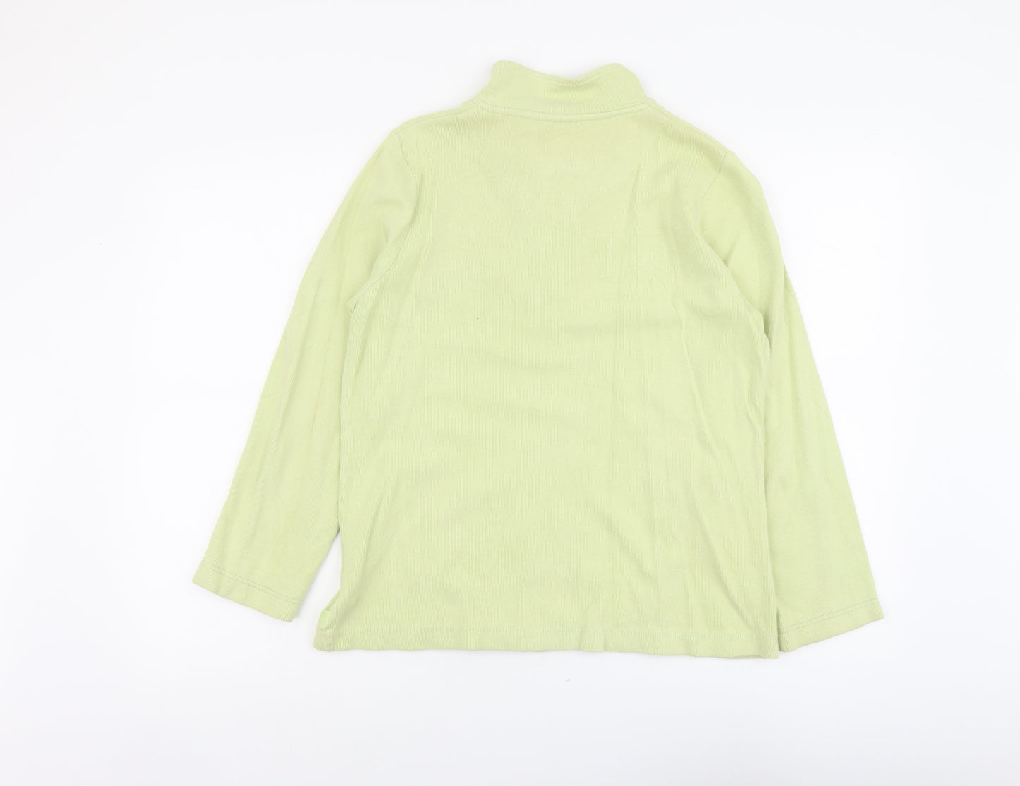 DASH Womens Green Cotton Full Zip Sweatshirt Size 12 Zip