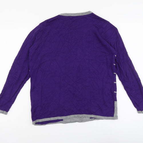 Fay Louise Womens Purple Round Neck Geometric Acrylic Cardigan Jumper Size M