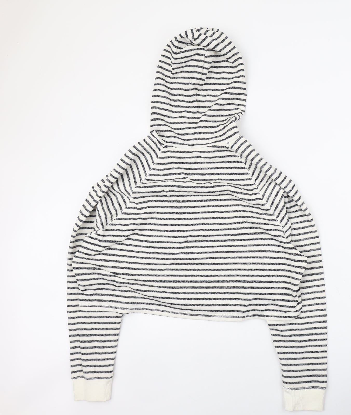 H&M Womens Blue Striped Cotton Pullover Hoodie Size L Pullover