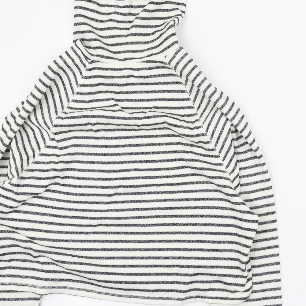 H&M Womens Blue Striped Cotton Pullover Hoodie Size L Pullover