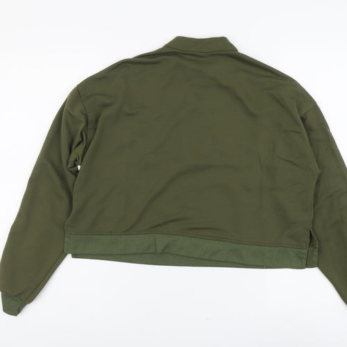 Preworn Womens Green Polyester Pullover Sweatshirt Size L Zip