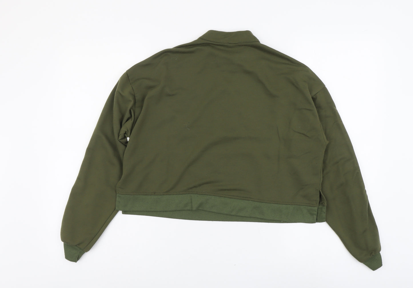 Preworn Womens Green Polyester Pullover Sweatshirt Size L Zip