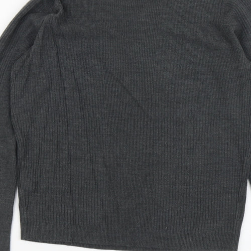Marks and Spencer Womens Grey V-Neck Acrylic Pullover Jumper Size 8