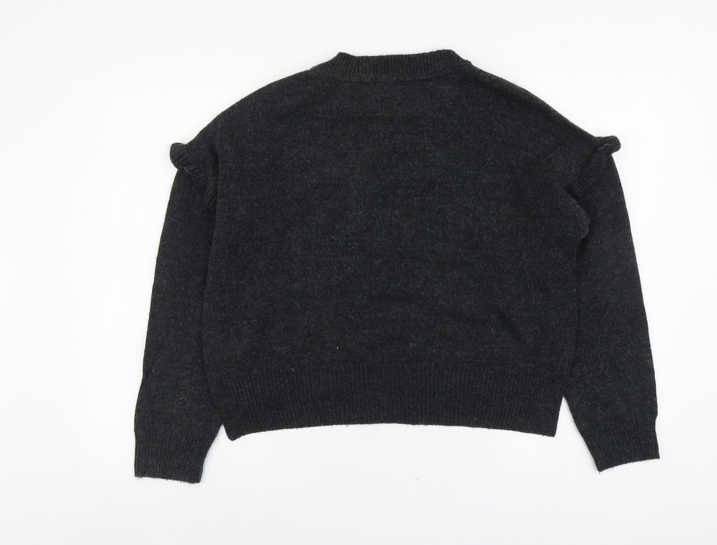 Cooperative Womens Grey Round Neck Acrylic Pullover Jumper Size S