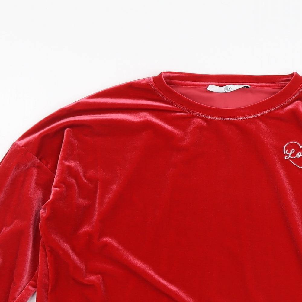 Marks and Spencer Girls Red Polyester Pullover Sweatshirt Size 12-13 Years Pullover - Love