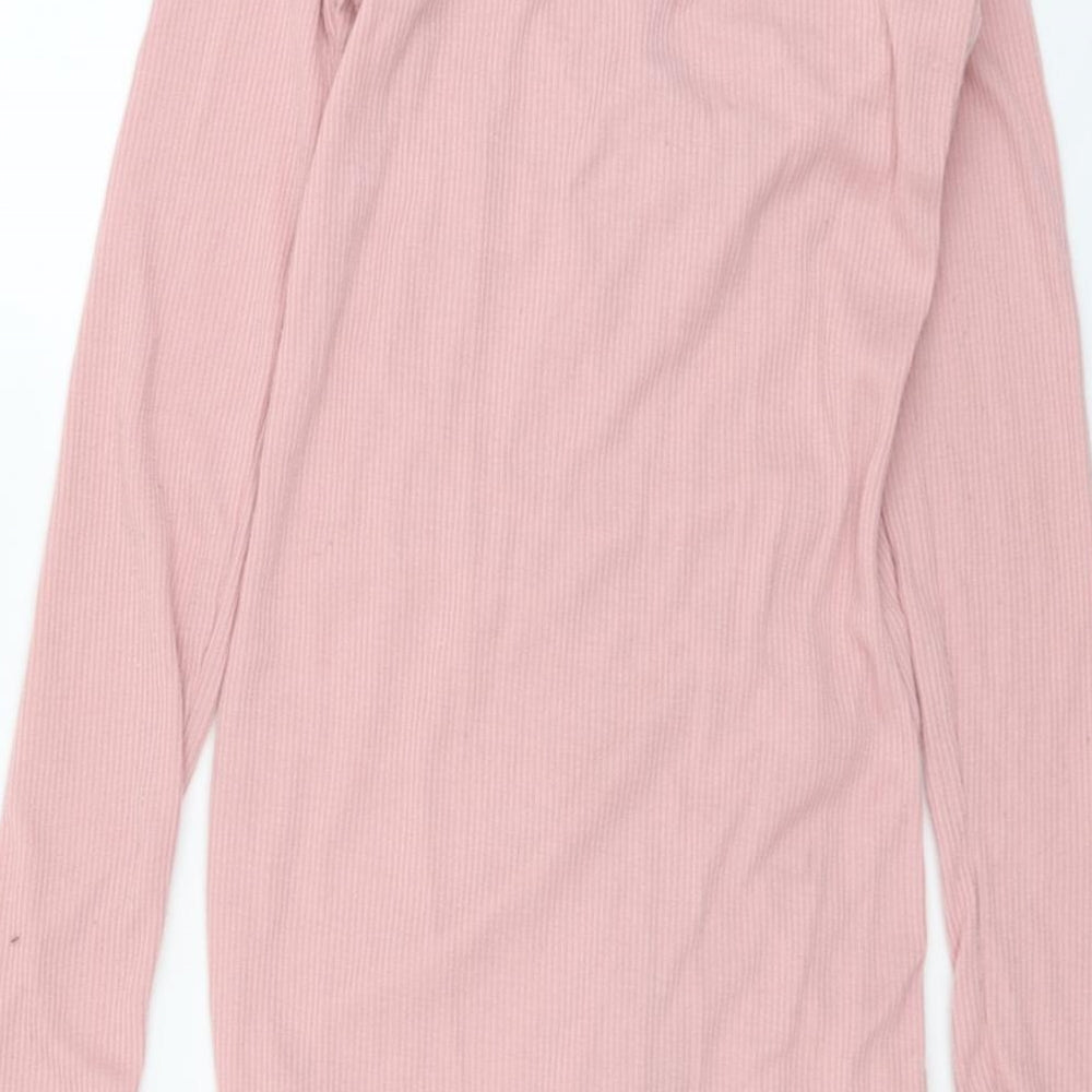 Boohoo Womens Pink Polyester Bodycon Size 10 Off the Shoulder Pullover - Ruched