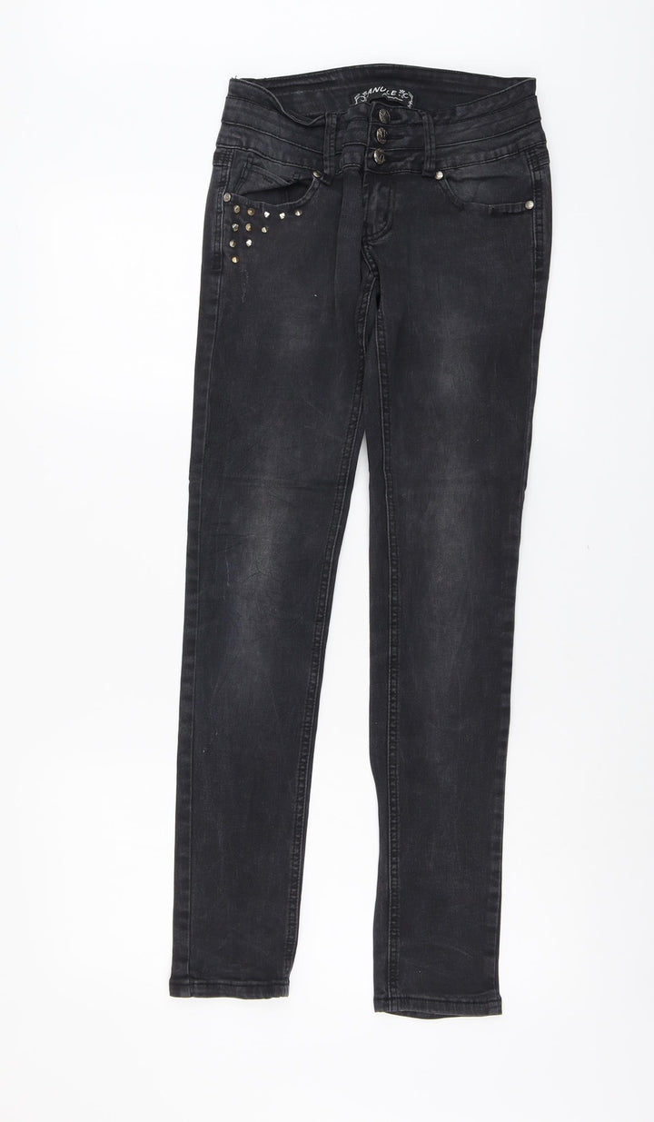 Annule Womens Grey Cotton Skinny Jeans Size 28 in L31 in Regular Button