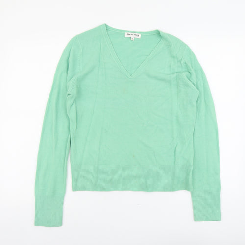 Ann McCartney Womens Green V-Neck Acrylic Pullover Jumper Size M