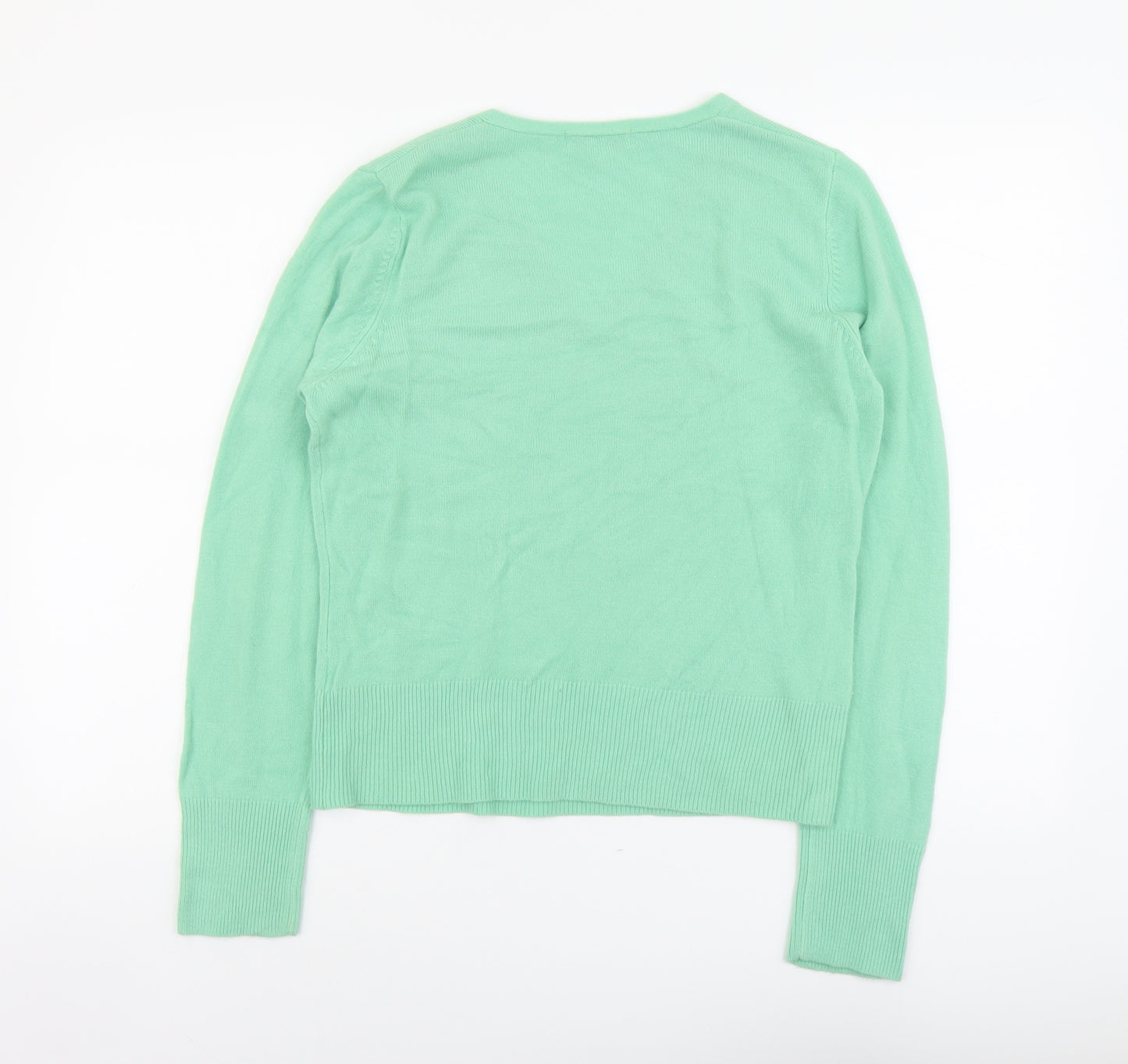 Ann McCartney Womens Green V-Neck Acrylic Pullover Jumper Size M