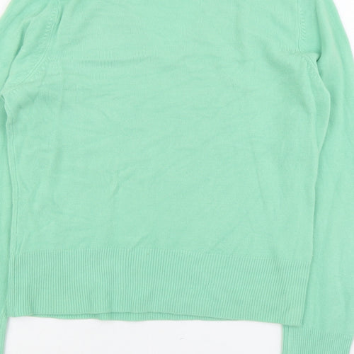 Ann McCartney Womens Green V-Neck Acrylic Pullover Jumper Size M