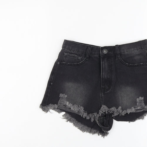 Glamorous Womens Grey Cotton Cut-Off Shorts Size 10 L3 in Regular Button