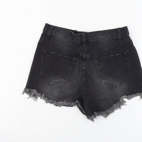 Glamorous Womens Grey Cotton Cut-Off Shorts Size 10 L3 in Regular Button