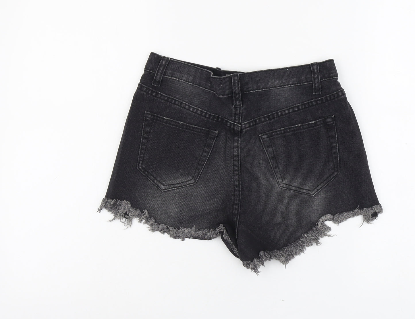 Glamorous Womens Grey Cotton Cut-Off Shorts Size 10 L3 in Regular Button