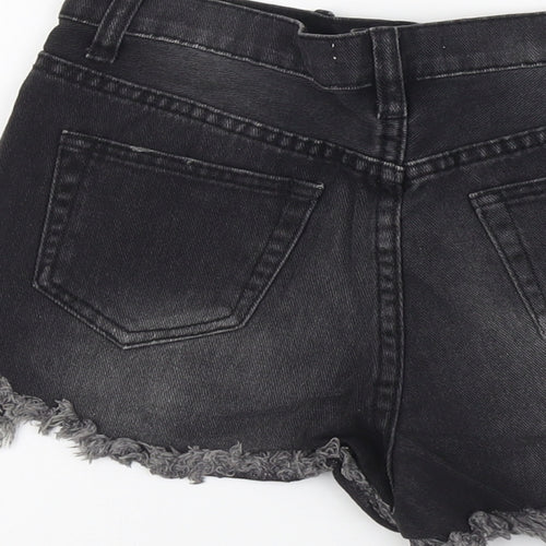 Glamorous Womens Grey Cotton Cut-Off Shorts Size 10 L3 in Regular Button
