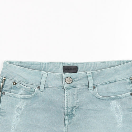 Hertless Womens Blue Cotton Hot Pants Shorts Size M L3 in Regular Button