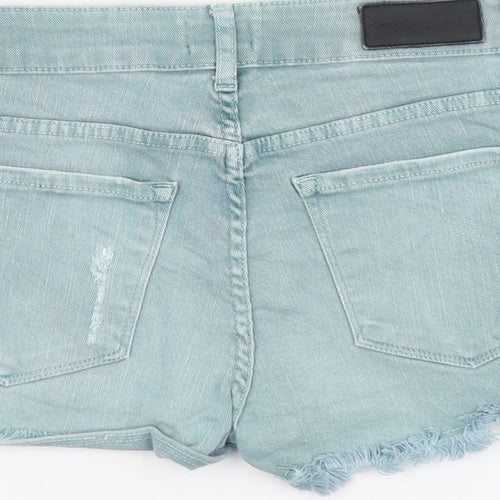 Hertless Womens Blue Cotton Hot Pants Shorts Size M L3 in Regular Button