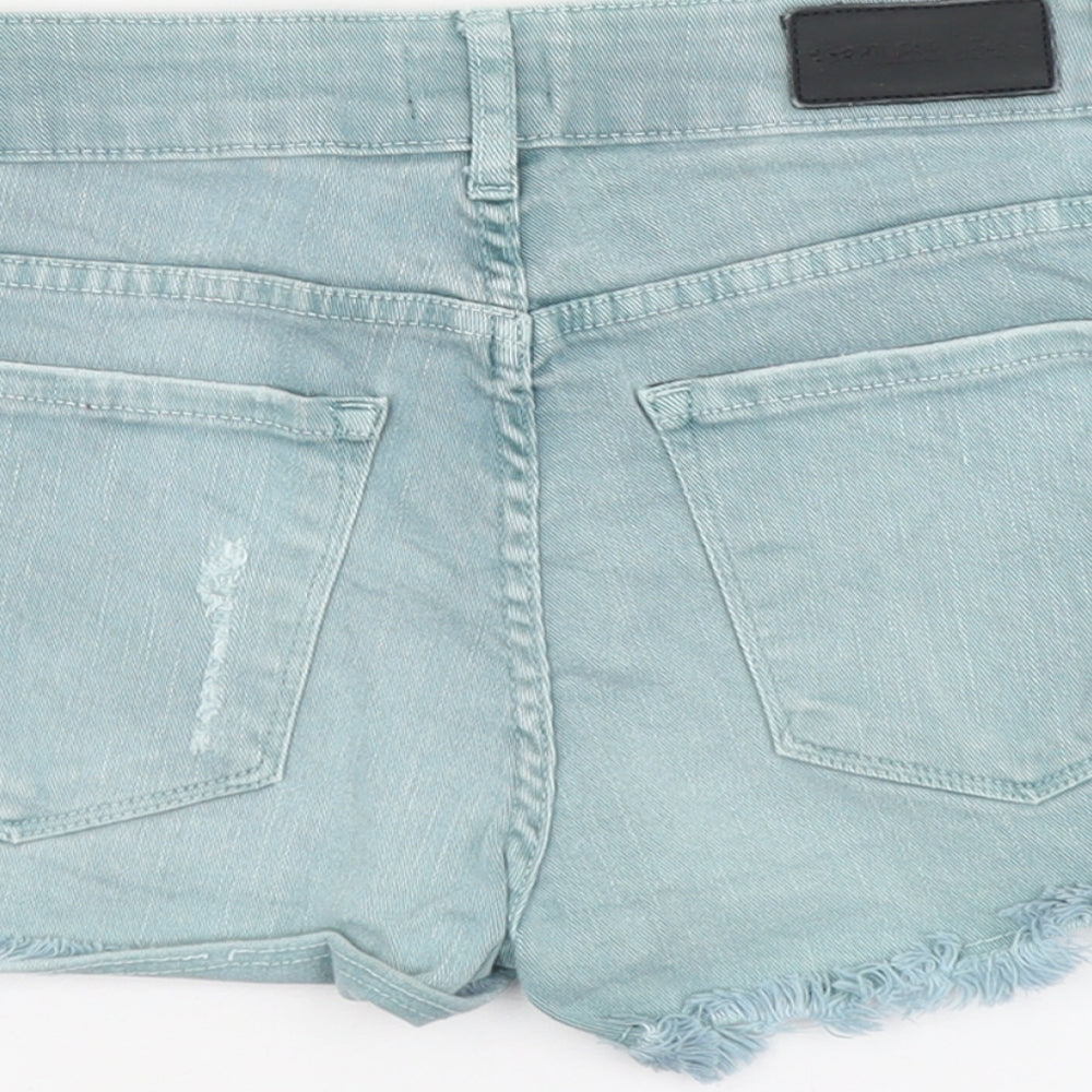 Hertless Womens Blue Cotton Hot Pants Shorts Size M L3 in Regular Button