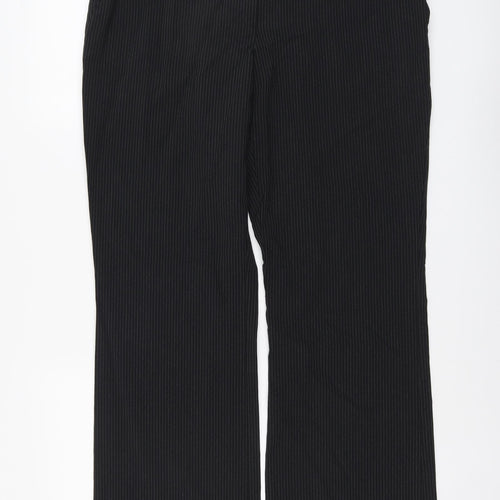 Evie Womens Blue Striped Polyester Trousers Size 18 L32 in Regular Button